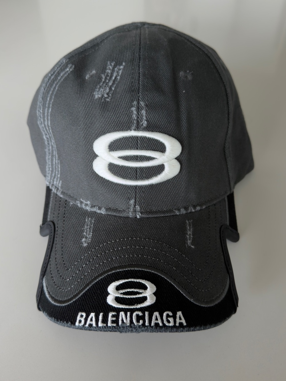Balenciaga Black Cap with White Logo Embroidery